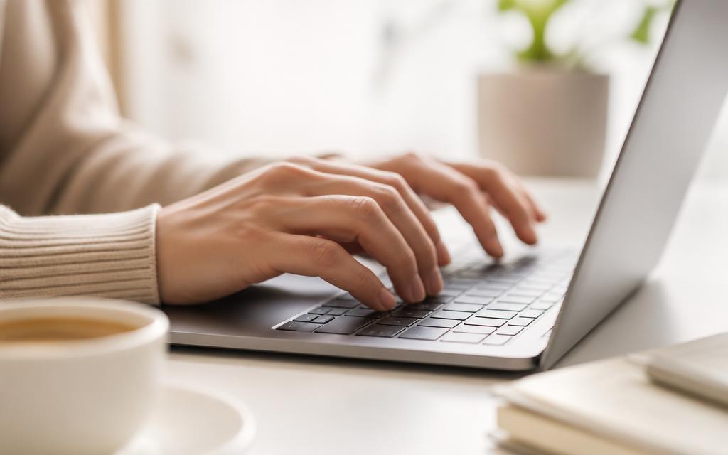 Hænder skriver en søgning på et tastatur